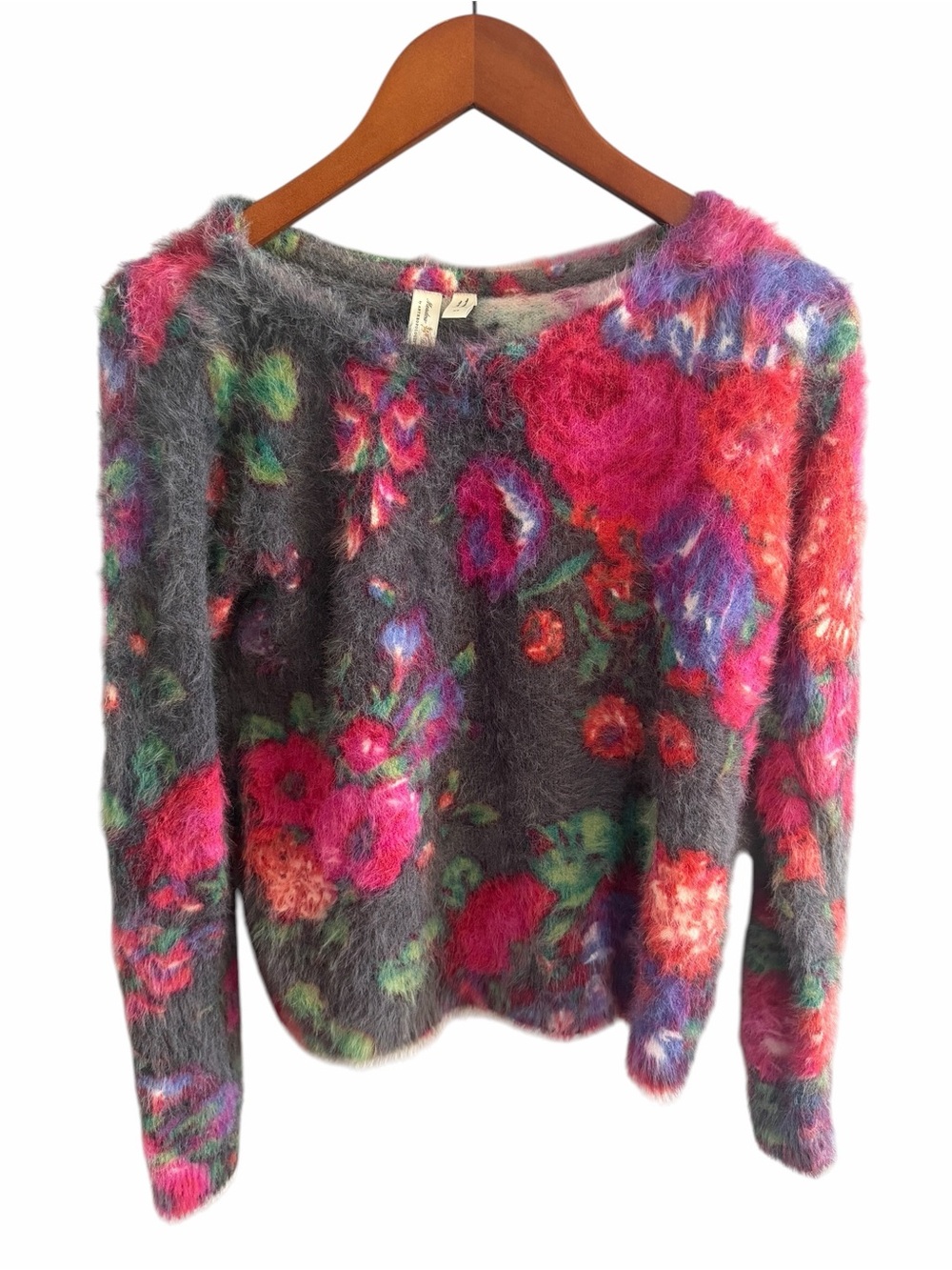 Anthropologie Multicolor Floral Crewneck Sweater in Pink and Green - Picture 2 of 8
